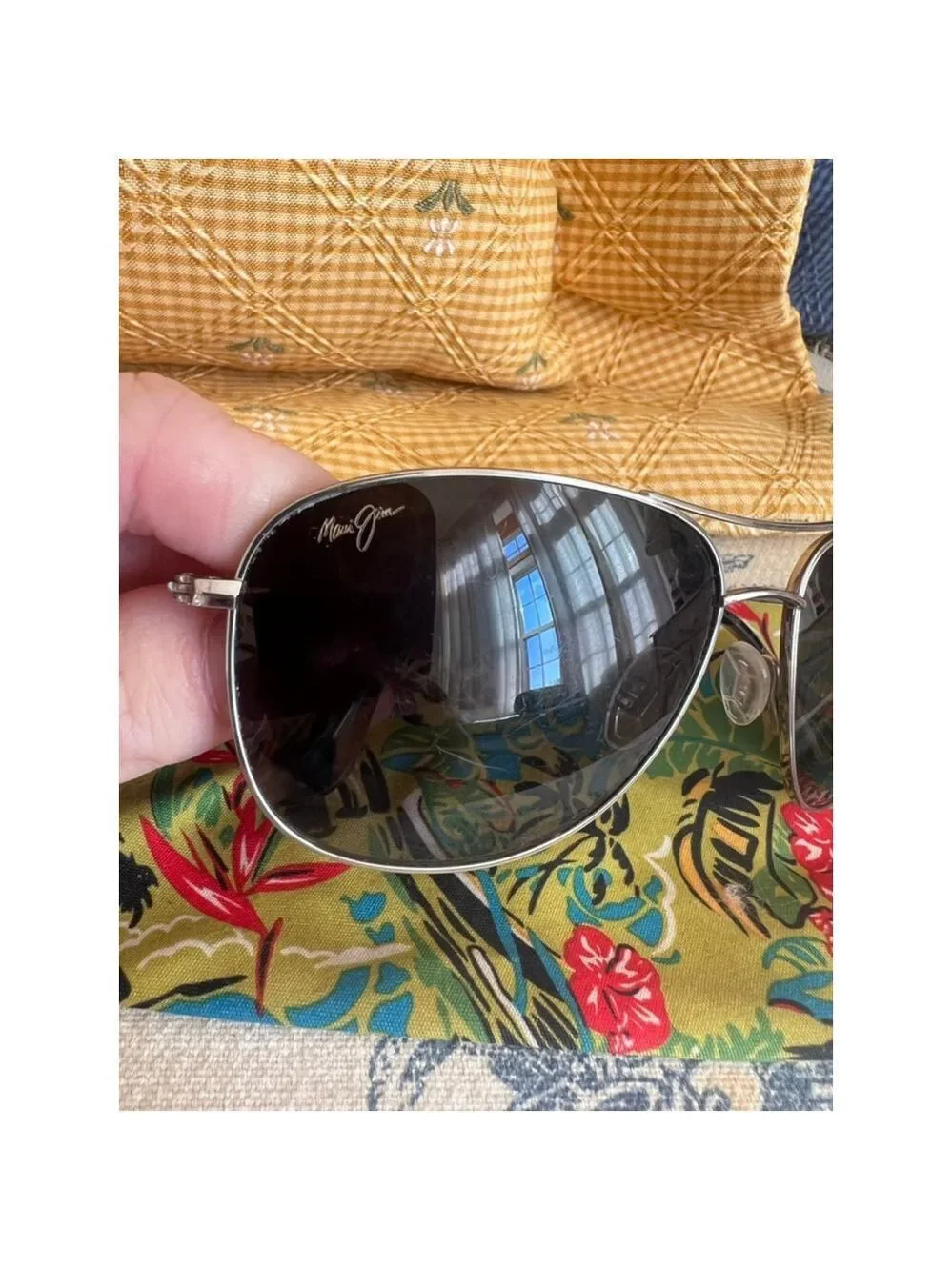 Maui Jim Silver Black Aviator Sunglasses
